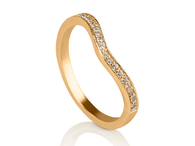 טבעת V | זהב לבן משובצת יהלום