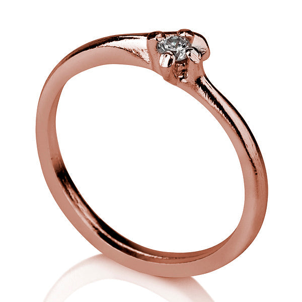 טבעת טויסט |  זהב אדום משובצת יהלום