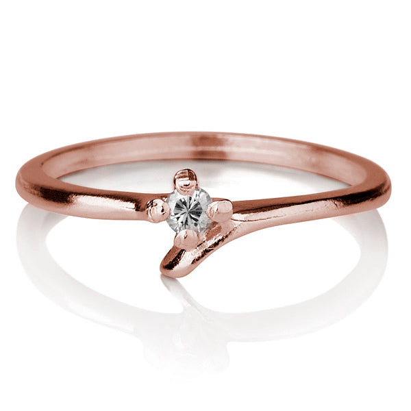טבעת טויסט |  זהב אדום משובצת יהלום