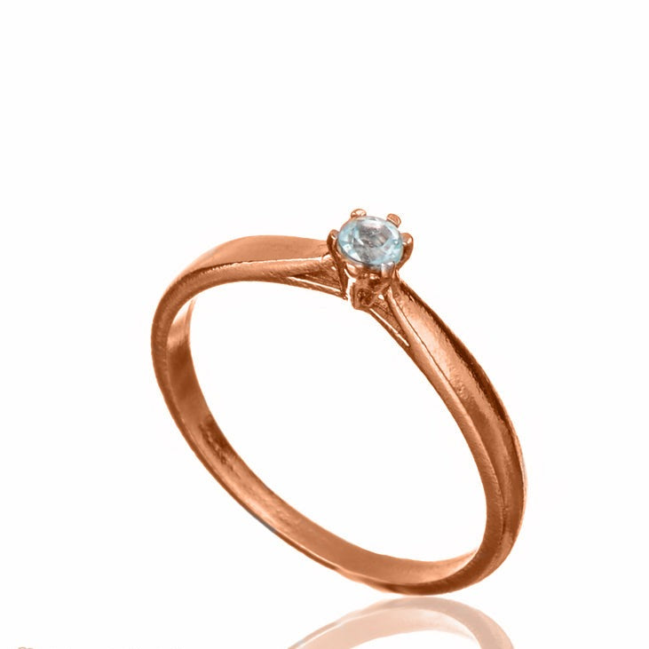 טבעת סוליטר SIX | זהב אדום משובצת יהלום
