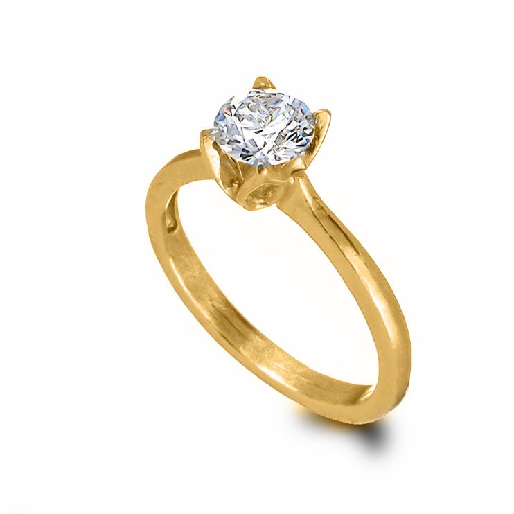טבעת סוליטר ONE | זהב לבן משובצת יהלום