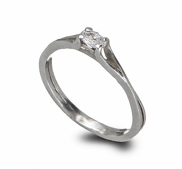 טבעת דיאנה | זהב לבן משובצת יהלום
