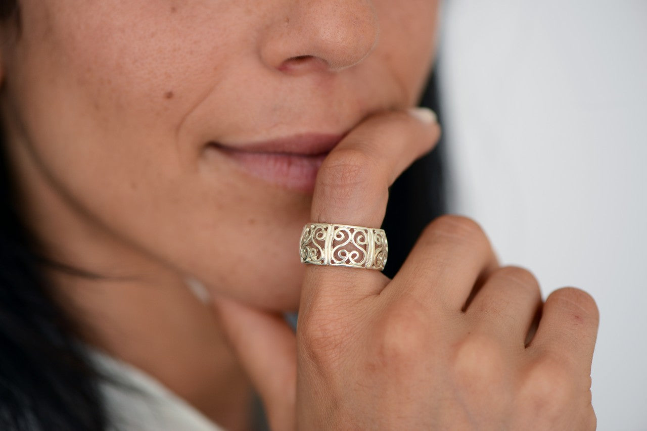 טבעת ערבסק | זהב לבן 14 קרט