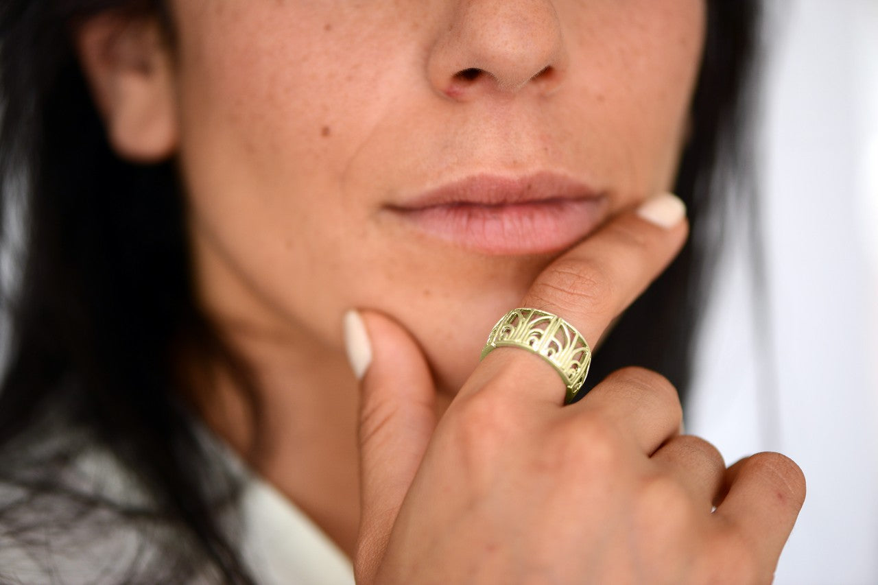 טבעת מוזאיקה | זהב צהוב 14 קרט