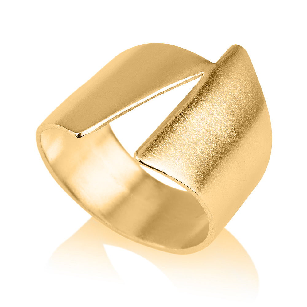 טבעת משולשים גאומטרית | זהב לבן
