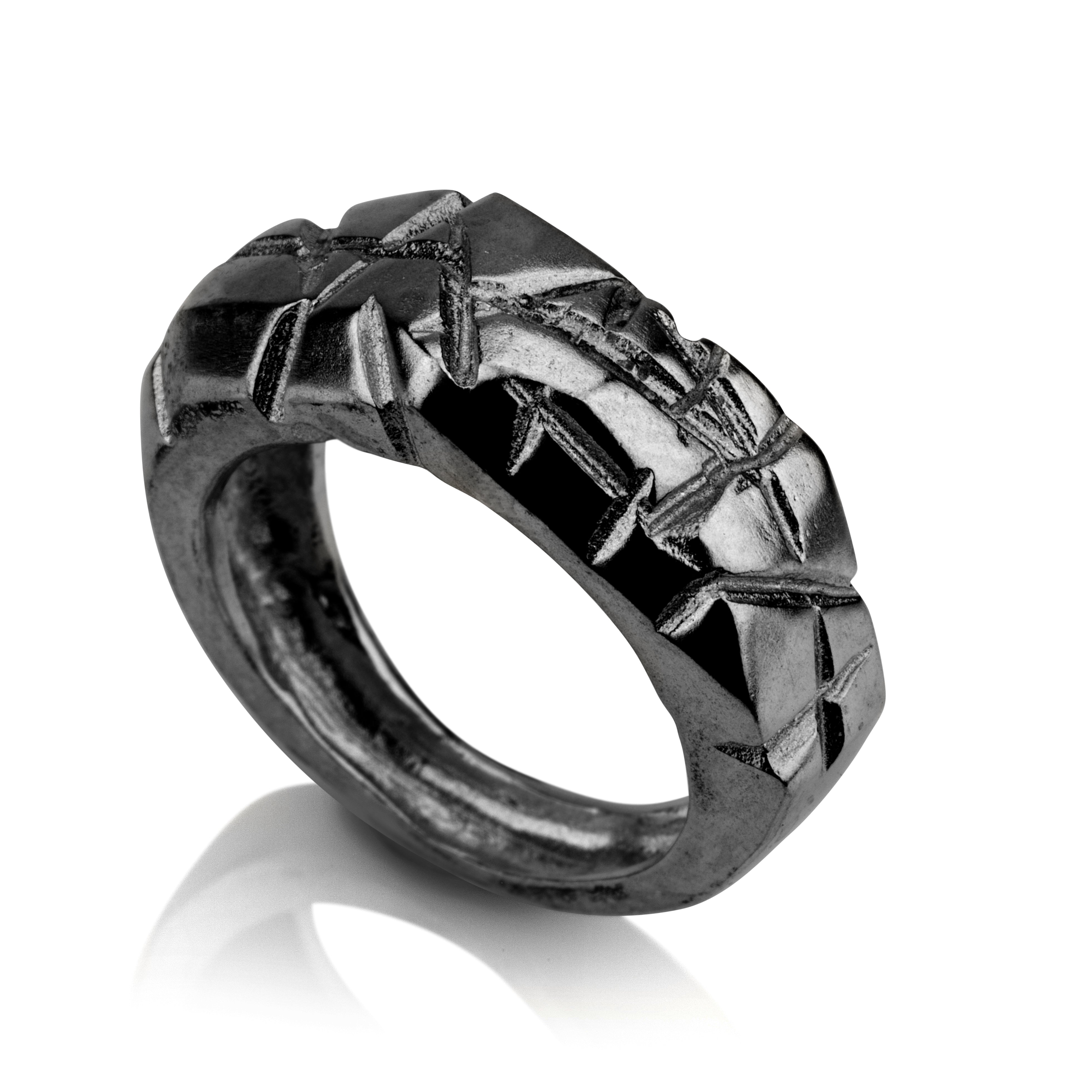 טבעת אסימטרי שברים עבה | כסף 925