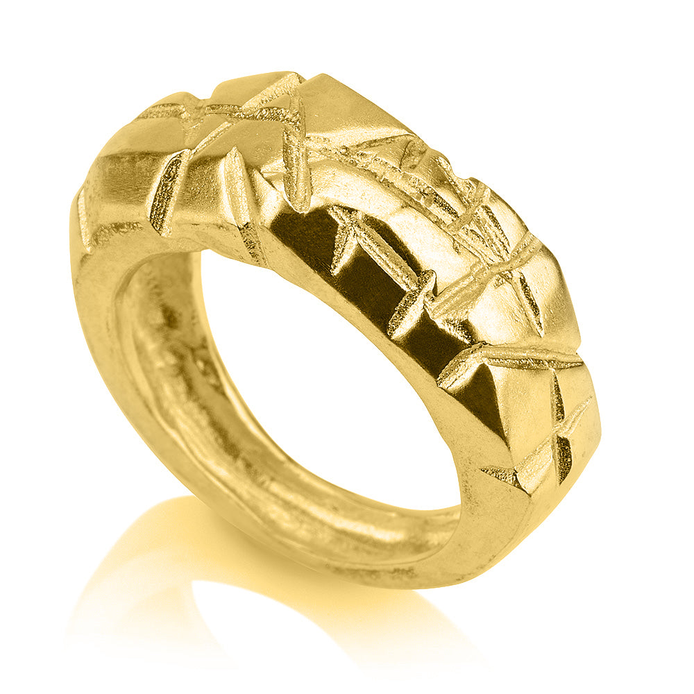 טבעת אסימטרי שברים עבה | כסף מושחר 925