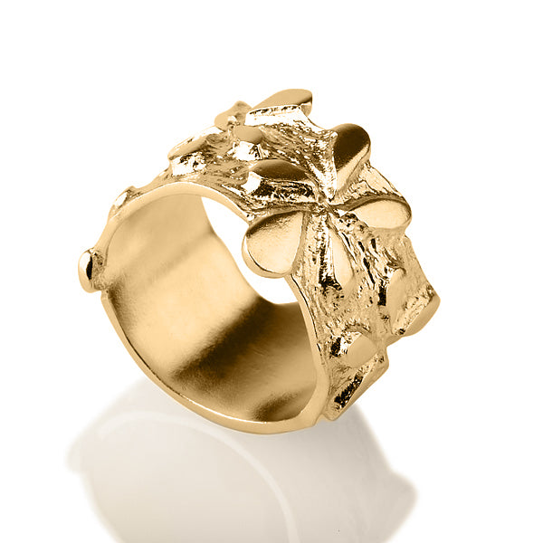 טבעת פרחונית אסימטרית | זהב 